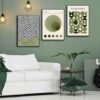 WSTUKVV 3Pcs Bauhaus Mid Century Modern Wall Art Bauhaus 1923 Posters Pictures Green Boho Abstract Geometric Canvas Prints Black Line Paintings for...
